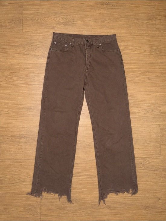 Free People Denim - Free People Brown Cropped Frayed Hem Jeans Size 32